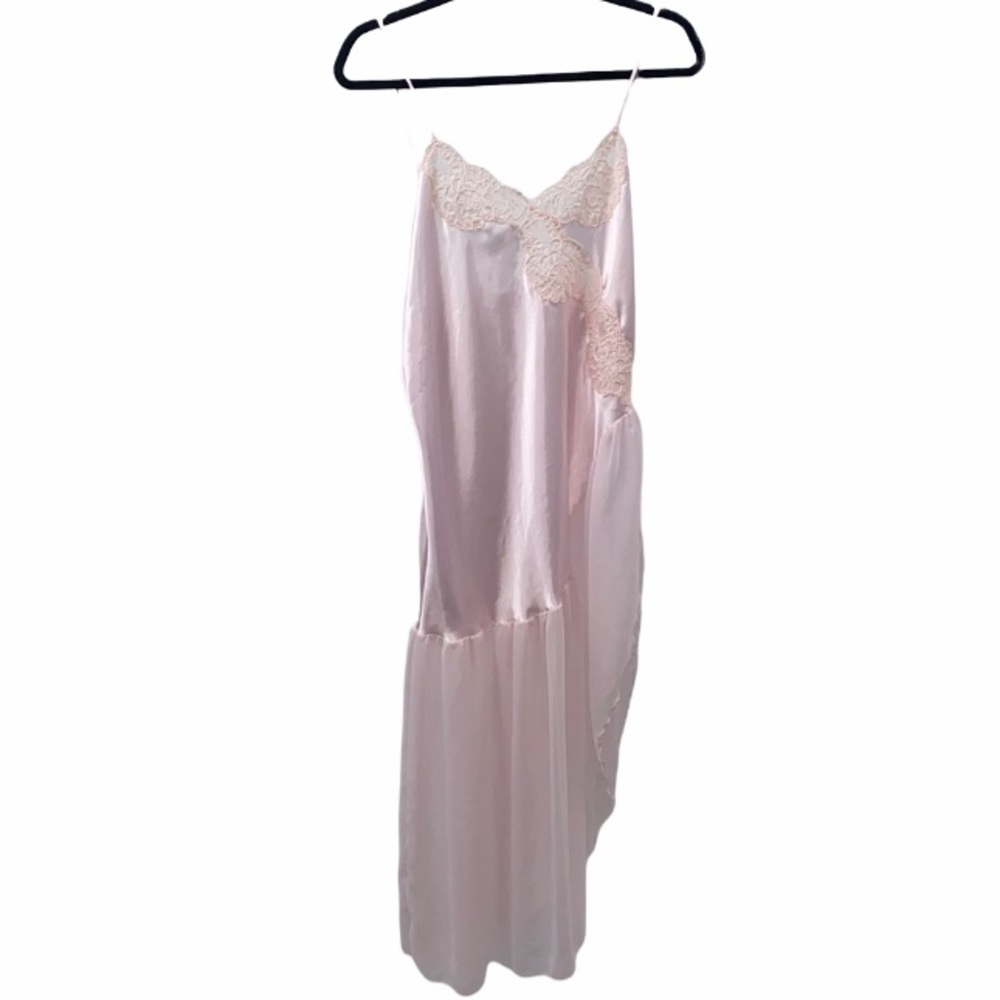 Vintage Nightgown Slip Dress Pink Silky and lace Women’s Size Large